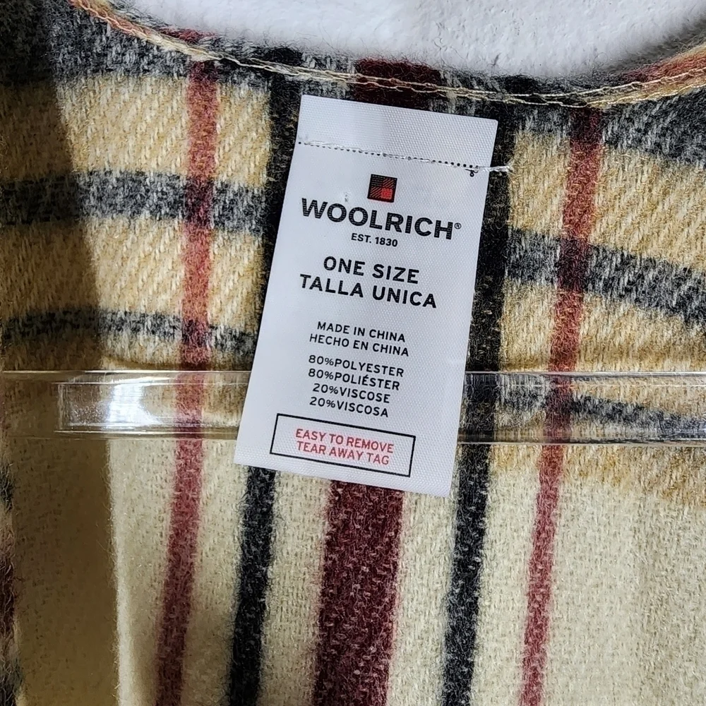 WOOLRICH FRINGED PLAID PONCHO